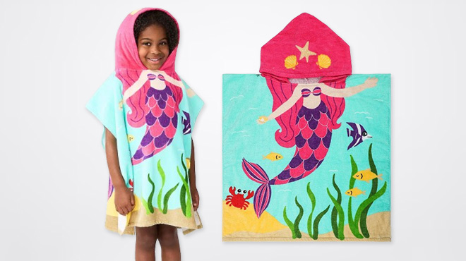 The Big One Kids Mermaid Hooded Towel Poncho