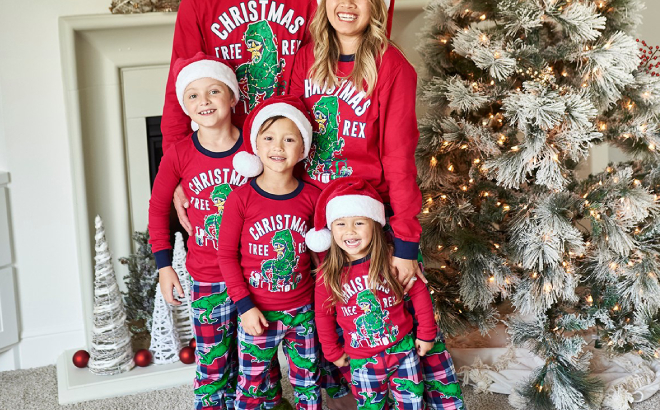 The Childrens Place Matching Family Christmas Pajamas Tree rex