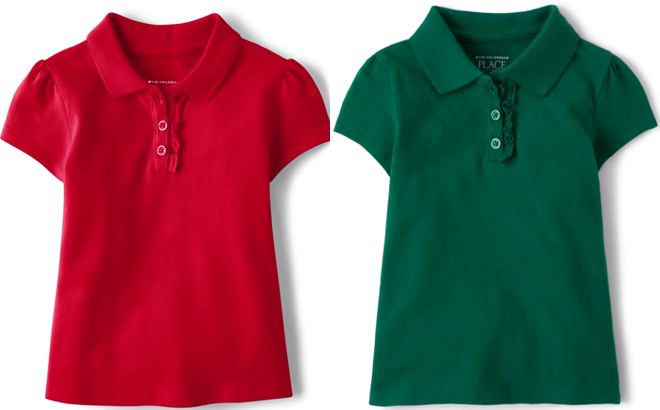 The Childrens Place Toddler Girls Uniform Ruffle Pique Polo