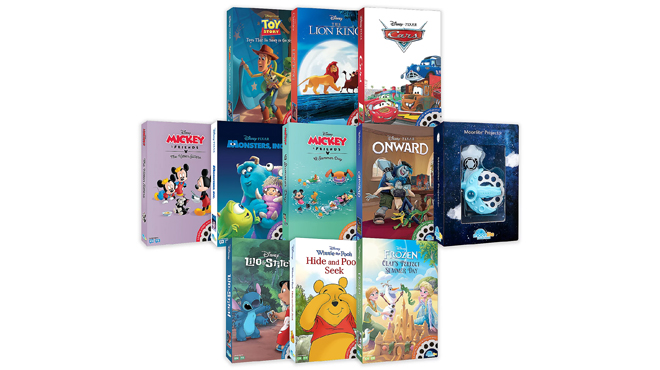 The ten book bundle included from the Moonlite Storytime Phone Projector