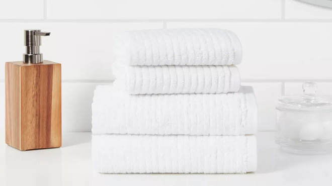 Threshold Quick Dry Ribbed 4 Pack Hand Towel Set