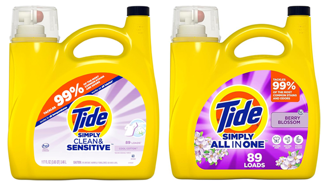 Tide Simply Clean Sensitive Cool Cotton Laundry Detergent and Tide Simply Clean Fresh Berry Blossom Liquid Laundry Detergent