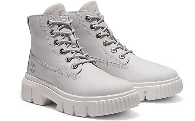 Timberland Leather Lug Sole Boots in Light Grey