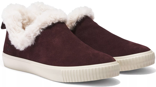 Timberland Lined Slip Ons Burgundy