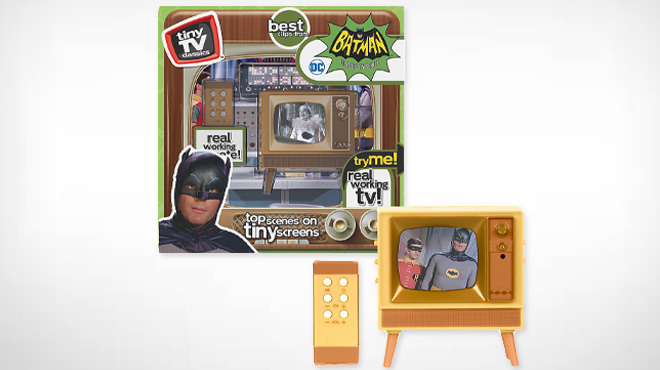 Tiny TV Classics Collectible TV with Real Working Remote Batman