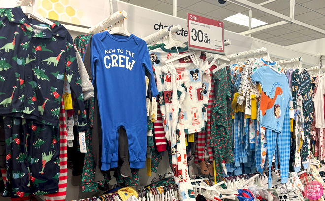 Toddler Pajamas Hung on Racks