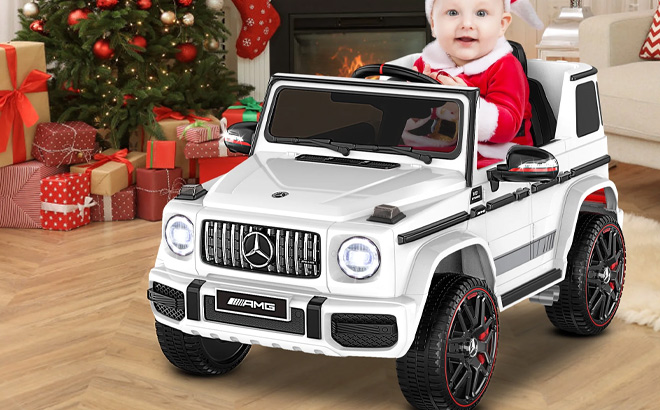 Toktoo 12V Mercedes Benz G63 Licensed 1 Seater Kid Car in White Color