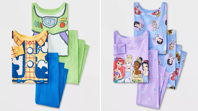 Toy Story 4 Piece Toddler Pajama Set and Disney Princess 4 Piece Toddler Pajama Set