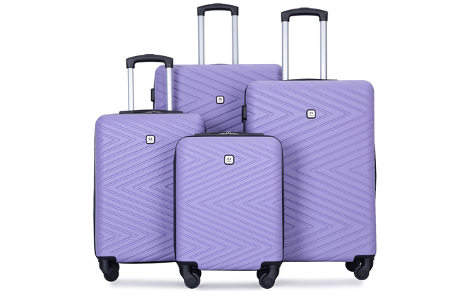 Travelhouse 4 Piece Hardshell Luggage Set in Purple