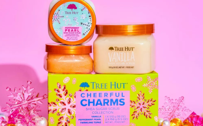 Tree Hut Cheerful Charms Shea Sugar Scrub 3 Piece Gift Set