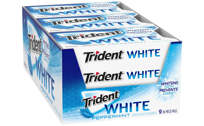 Trident White Peppermint Sugar Free Gum 9 Pack