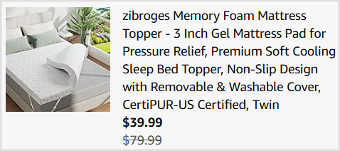 Twin Mattress Topper Checkout