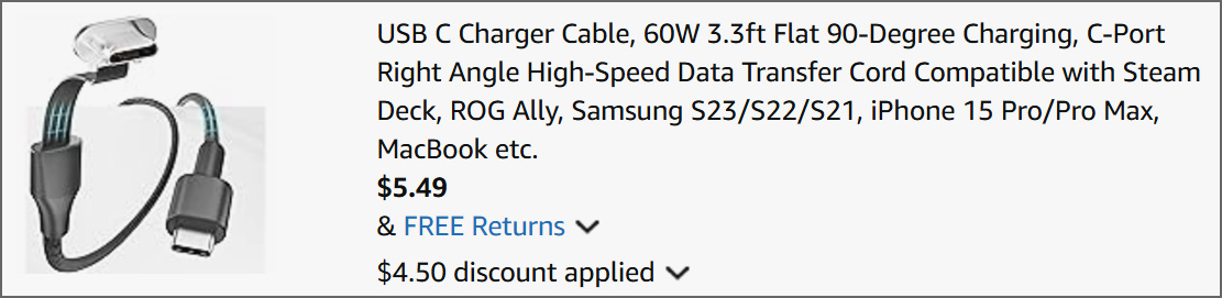 USB C Charging Cable at Checkout