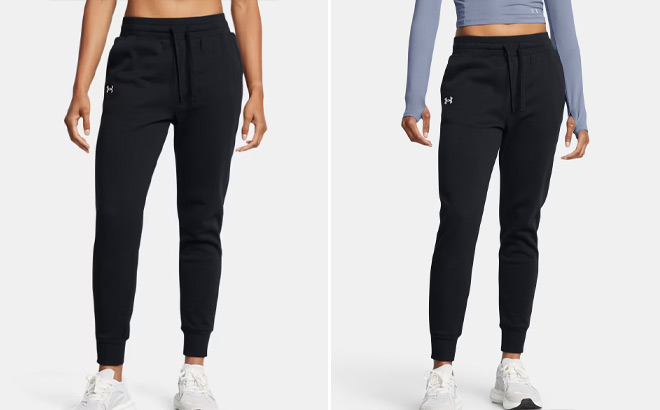 Under Armour Womens Rival Fleece Joggers in Black Color