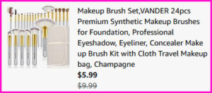 Vander Makeup Brush Set Checkout Screen