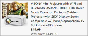 Vizony Mini Projector at Checkout