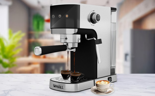 WHALL Touchscreen Espresso Coffee Maker with Milk Frother Steam Wand