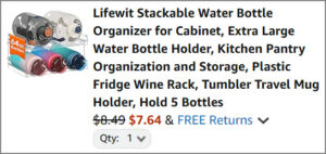 Water Bottle Organizer at Checkout