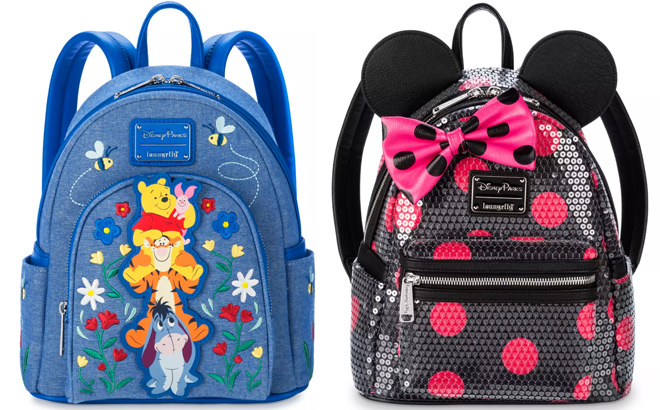 Winnie the Pooh and Pals and Minnie Mouse Sequined Polka Dot Loungefly Mini Backpack