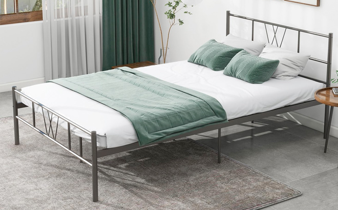 Wonder Comfort Twin Size Bed Frame Metal Platform with Headboard and Footboard