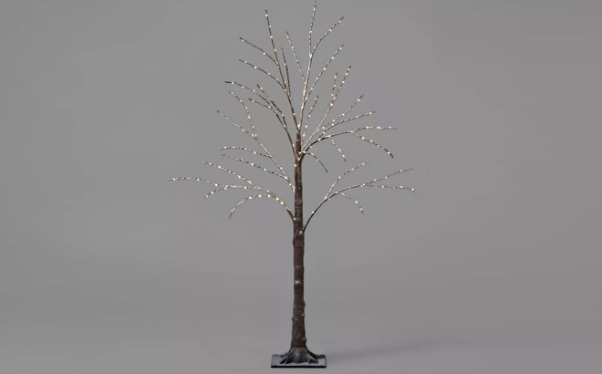 Wondershop Brown Flocked Tree Dew Drop Christmas LED Novelty Sculpture Warm White