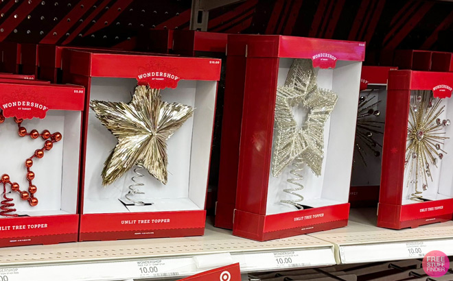 Wondershop Star Tree Toppers on a Shelf at Target