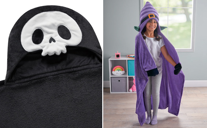 Your Zone Kids Skeleton Glow in the Dark Hooded Throws