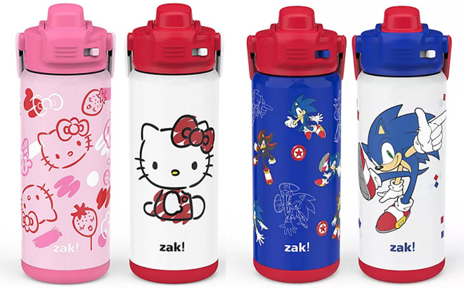 Zak Designs 20 Ounce Stainless Steel Double Wall Kids Water Bottles