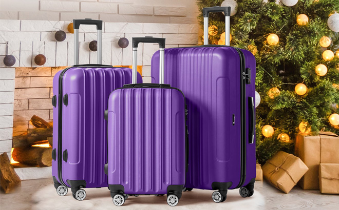 Zimtown 3 Piece Spinner Suitcase