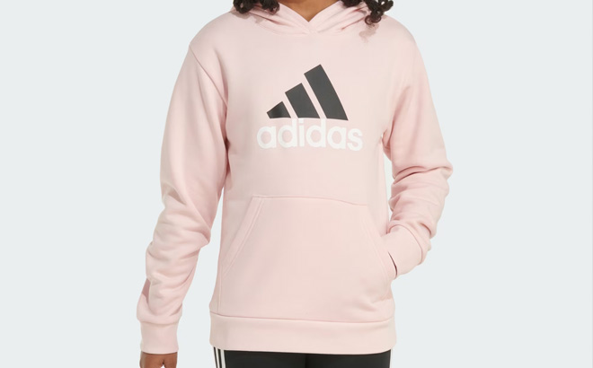 a Kid Wearing Adidas Girls Essentials Graphic Hooded Pullover