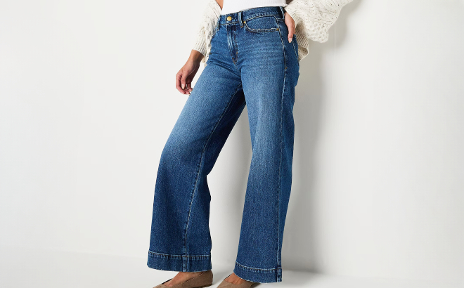 a n a Womens Denim Flare Jeans