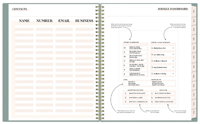 2025 Weekly Monthly Planner in Polka Dot Green 1