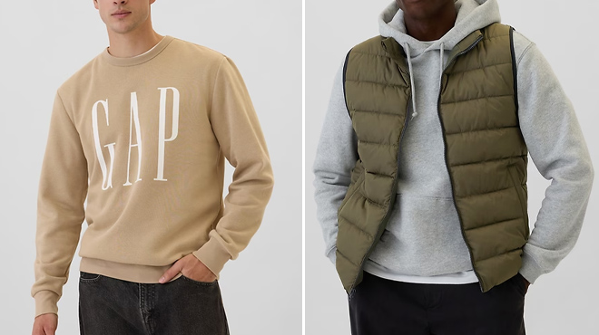 3 GAP Factory Mens Sweatshirt and Puffer Vest