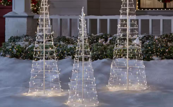 3 Piece LED Collapsible Cone Tree Holiday Yard Decoration