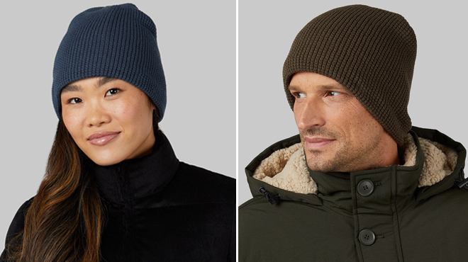 32 Degrees Waffle Sherpa Lined Beanies