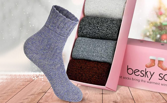 Winter Wool Socks 5-Pairs for $5.99 at Amazon