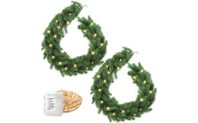 6 FT Greenery Garland with 100 LED Lights String