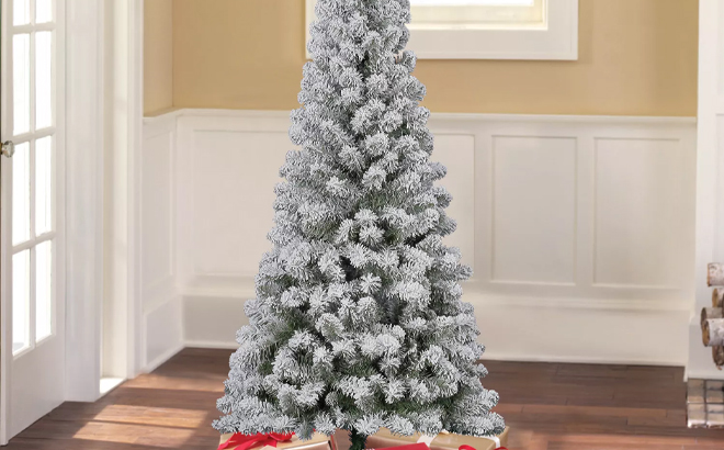 6 Foot Flocked Pine Artificial Christmas Tree