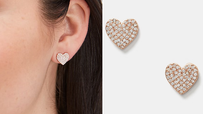 6 Kate Spade Yours Truly Pave Heart Studs