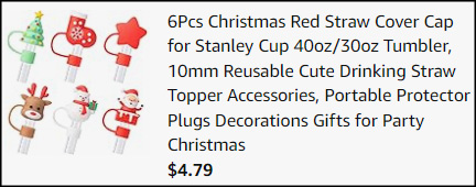 6 Piece Christmas Stanley Straw Cover Checkout