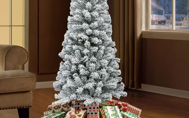 6 ft Flocked Pine Artificial Christmas Tree