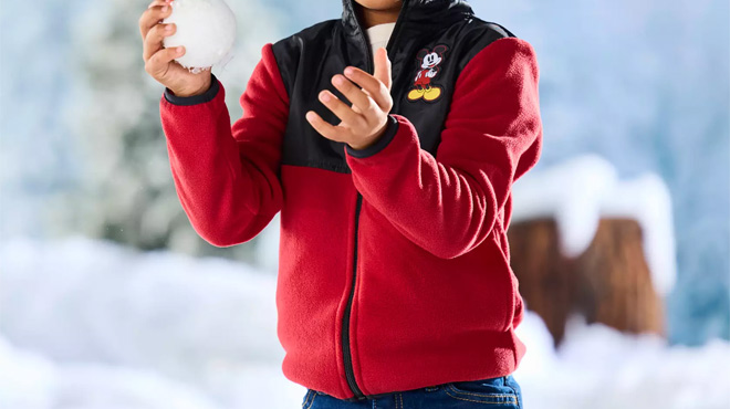 A Boy Wearing Disney Mickey Mouse Zip Fleece Jacket