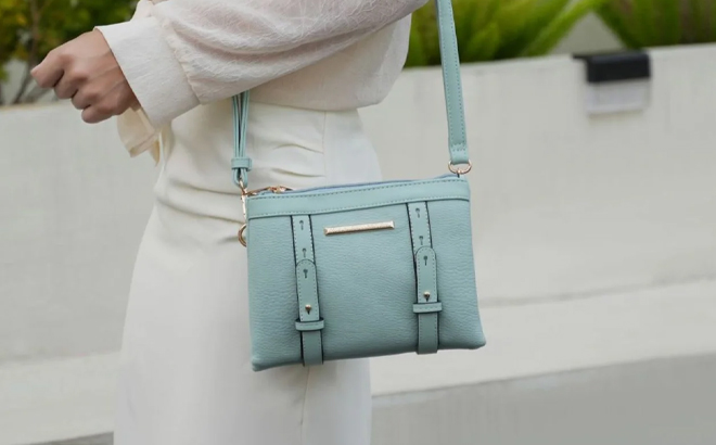 A Person Carrying the MKF Bag in Light Blue