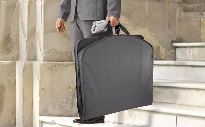 A Person Holding WallyBags Deluxe Travel Garment Bag