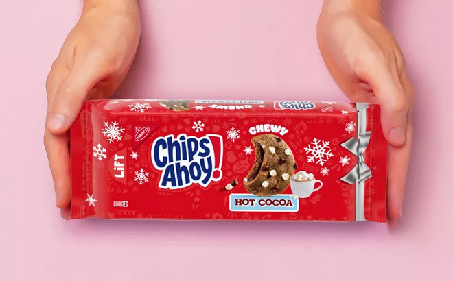 A Person Holding a Chips Ahoy Hot Cocoa Chocolate Chip Cookie Pack