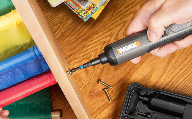 A Person Using a Worx Cordless Screwdriver