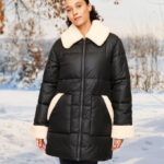 A Person Wearing GAP Factory Relaxed ColdControl Long Sherpa Puffer Coat