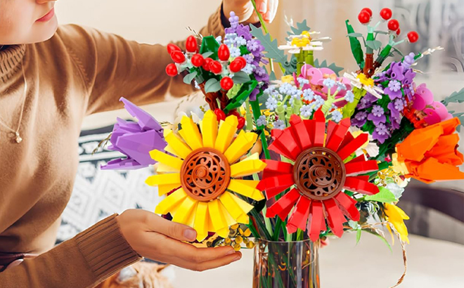 A Person arranging a Flower Bouquet Building Set