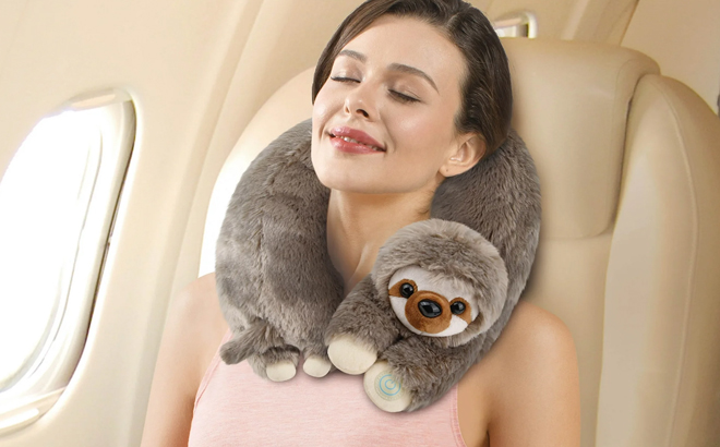 A Woman Using the Health Touch Sloth Neck Massager