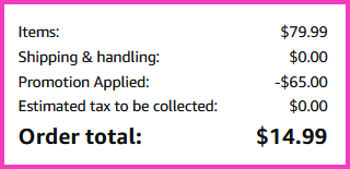 A final price breakdown for a purchase of Onlyone Water Dental Flosser